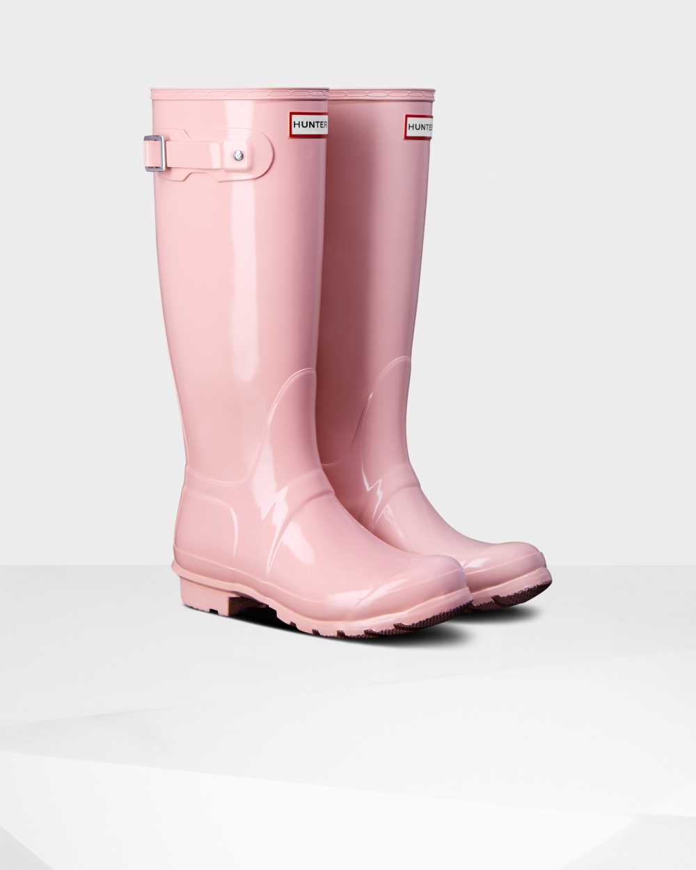 Hunter Original Tall Gloss Wellies Promotion - Womens Pink Rain Boots